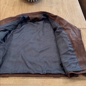 John Varvatos Brown Leather Collar Jacket